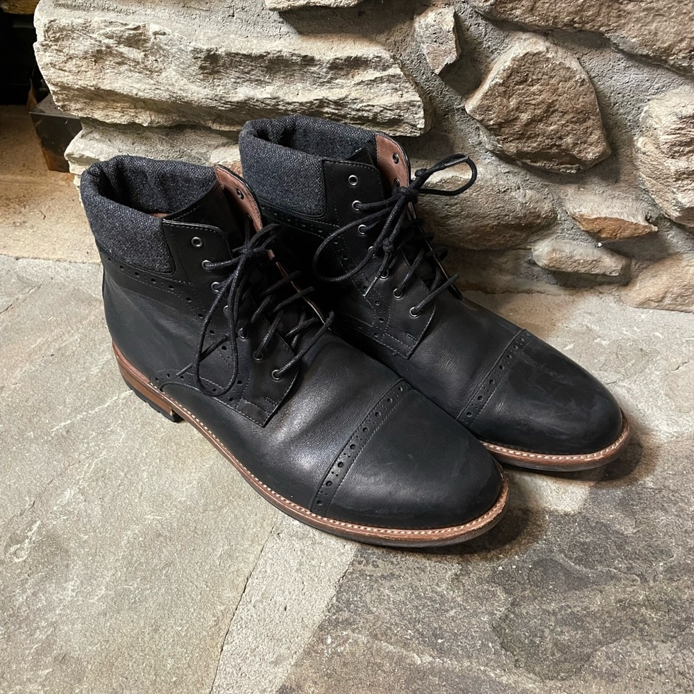 Warfield and Grand Black Brogue Boots